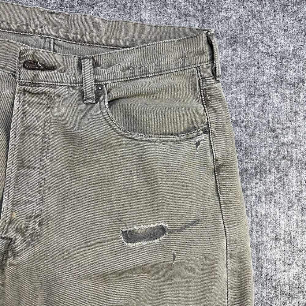 Levi’s 501 CT Jeans Men 32x28 Grey Distressed Custom Tapered - Picture 8 of 16